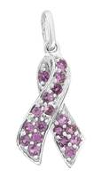 14KW 19mm 41pts/18pcs Breast Cancer Ribbon Charm Pink Sapphire