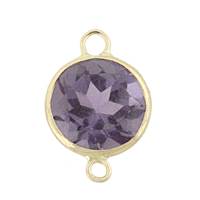 14KY 4mm Round Bezel Set ConnectorAmethyst