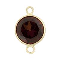 14KY 4mm Round Bezel Set ConnectorGarnet