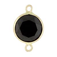 14KY 5mm Round Bezel Set ConnectorBlack Spinel