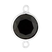 14KW Round Bezel Set Connector 5mm Black Spinel