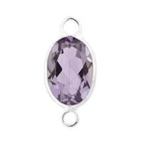 14KW 4X3mm Oval Bezel Set ConnectorAmethyst