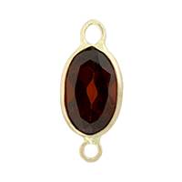 14KY 4X3mm Oval Bezel Set ConnectorGarnet