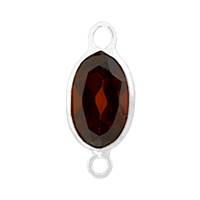 14KW 6X4mm Oval Bezel Set ConnectorGarnet