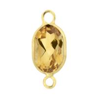 14KY 6X4mm Oval Bezel Set ConnectorCitrine