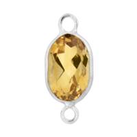 14KW 4X3mm Oval Bezel Set ConnectorCitrine