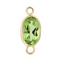 14KY 6X4mm Oval Bezel Set ConnectorPeridot