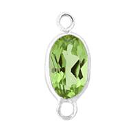 14KW 6X4mm Oval Bezel Set ConnectorPeridot