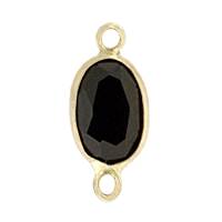 14KY 4X3mm Oval Bezel Set ConnectorBlack Spinel