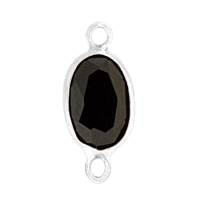 14KW 6X4mm Oval Bezel Set ConnectorBlack Spinel