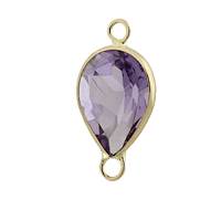 14KY 6X4mm Pear Bezel Set ConnectorAmethyst