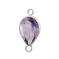 14KW 6X4mm Pear Bezel Set ConnectorAmethyst