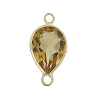 14KY 7X5mm Pear Bezel Set ConnectorCitrine