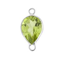 14KW 6X4mm Pear Bezel Set ConnectorPeridot
