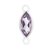 14KW 6X3mm Marquise Bezel Set ConnectorAmethyst