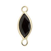 14KY 6X3mm Marquise Bezel Set ConnectorBlack Spinel