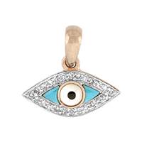 14KR 13X7mm 7pts/24pcs Turquoise Eye Charm