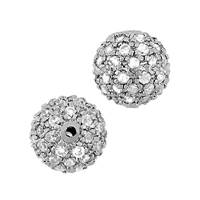 10mm Rhodium Plated Cubic Zirconia Ball Bead