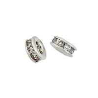 5mm Rhodium Plated Cubic Zirconia Roundel Bead