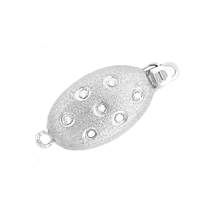 14KW 10X20mm Diamond Accent Oval Matt Clasp