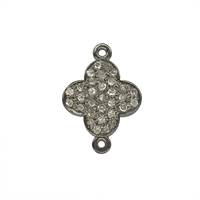 Rhodium Sterling Silver 36pts 12mm Diamond Clover Connector