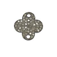 Rhodium Sterling Silver 65pts 15mm Diamond Clover Connector