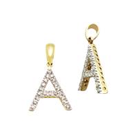 14KY 15.5mm 16Pts 20Pcs. Dia. Diamond Block Style Large Diamond Letter A Charm
