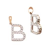 14KR 14mm 21Pts 24Pcs. Dia. Diamond Block Style Large Diamond Letter B Charm