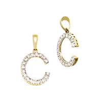 14KY 12.5mm 15Pts 18Pcs. Dia. Diamond Block Style Large Diamond Letter C Charm