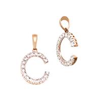 14KR 12.5mm 15Pts 18Pcs. Dia. Diamond Block Style Large Diamond Letter C Charm