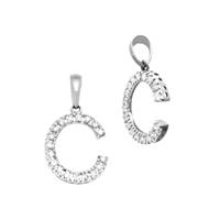14KW 12.5mm 15Pts 18Pcs. Dia. Diamond Block Style Large Diamond Letter C Charm
