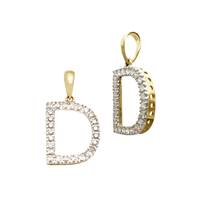 14KY 13mm 17Pts 25Pcs. Dia. Diamond Block Style Large Diamond Letter D Charm