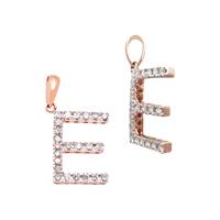 14KR 13mm 19Pts 23Pcs. Dia. Diamond Block Style Large Diamond Letter E Charm