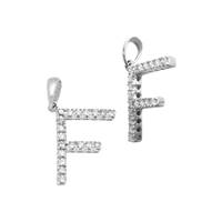 14KW 14mm 15Pts 19Pcs. Dia. Diamond Block Style Large Diamond Letter F Charm