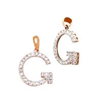 14KR 13.5mm 18Pts 26Pcs. Dia. Diamond Block Style Large Diamond Letter G Charm