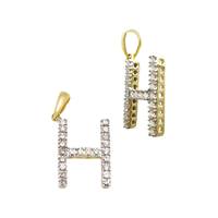 14KY 13mm 16Pts 22Pcs. Dia. Diamond Block Style Large Diamond Letter H Charm