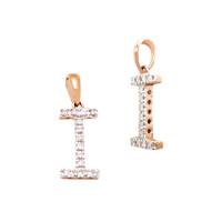 14KR 13mm 10Pts 14Pcs. Dia. Diamond Block Style Large Diamond Letter I Charm