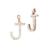14KR 14mm 13Pts 18Pcs. Dia. Diamond Block Style Large Diamond Letter J Charm
