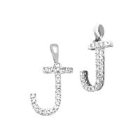 14KW 14mm 13Pts 18Pcs. Dia. Diamond Block Style Large Diamond Letter J Charm