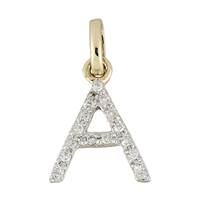 14KY Letter A Diamond Charm 5pts 8mm
