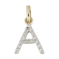 14KY LETTER A DIAMOND CHARM 5PTS 8MM