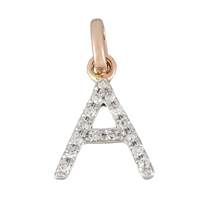 14KR Letter A Diamond Charm 5pts 8mm