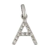 14KW Letter A Diamond Charm 5pts 8mm