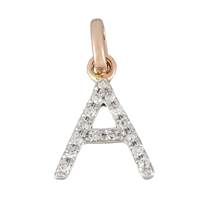 14KR LETTER A DIAMOND CHARM 5PTS 8MM