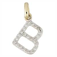 14KY Letter B Diamond Charm 8pts 8mm
