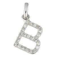 14KW Letter B Diamond Charm 8pts 8mm