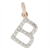 14KR LETTER B DIAMOND CHARM 8PTS 8MM