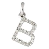 14KW LETTER B DIAMOND CHARM 8PTS 8MM