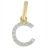 14KY LETTER C DIAMOND CHARM 5PTS 8MM