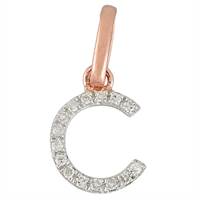14KR Letter C Diamond Charm 5pts 8mm